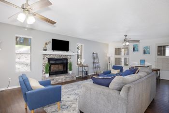 Cozy clubhouse w/ fireplace & kitchen